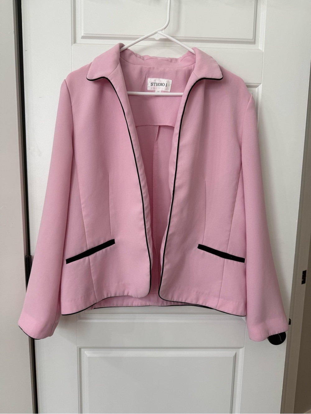 Studio I Pink Blazer with Black Piping